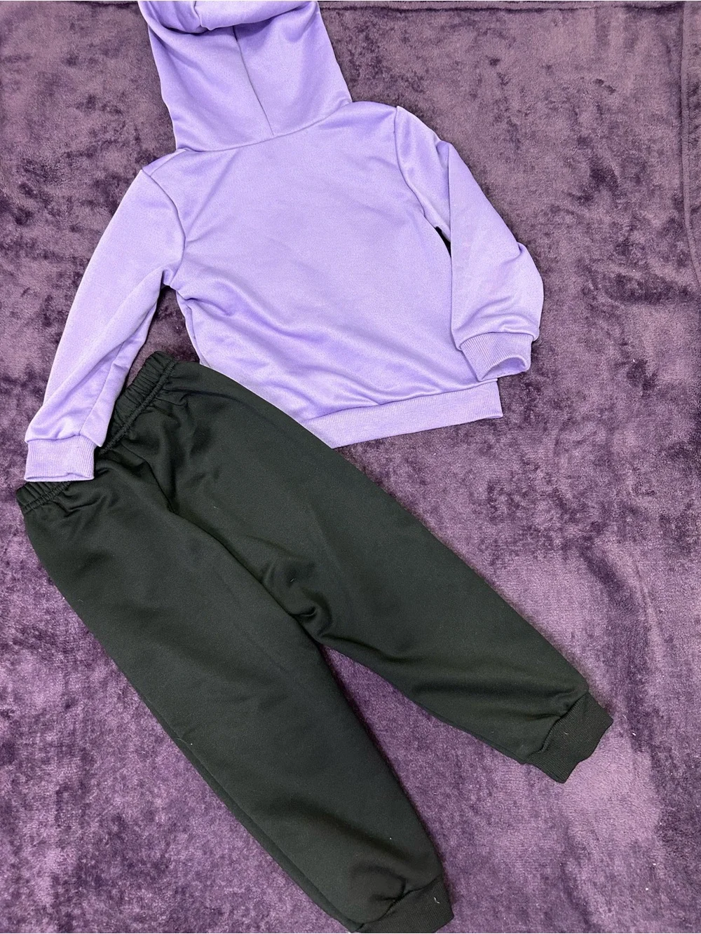 SHEIN Lilac Hoodie and Black Jogger Kids Matching Set